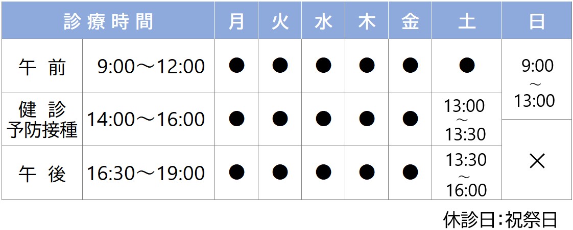 宝塚たかの小児科 診療時間